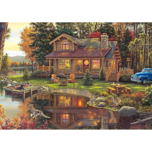 Buffalo Games Peace Like a River Fall Cabin Jigsaw Puzzle 300 Large Piece - Picture 6 of 7
